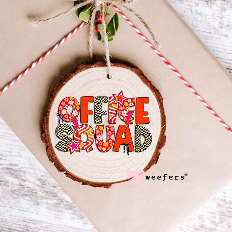 UV DTF Decal - Office Squad Red Orange Checkered Ornament Weefers
