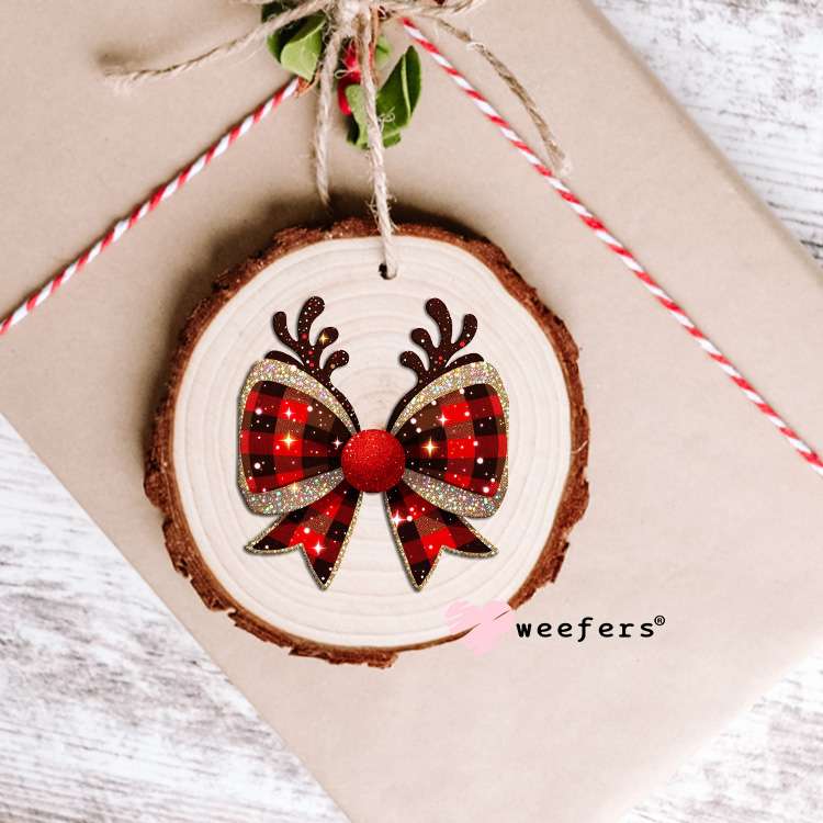 Coquette Reindeer Christmas Bow UV DTF Decal Ornament Weefers
