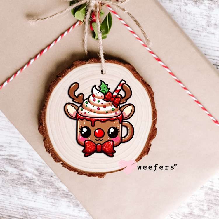 Reindeer Christmas Cocoa UV DTF Decal Ornament Weefers