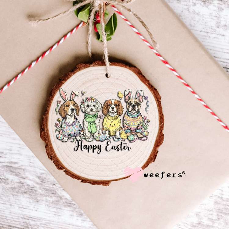 UV DTF Decal - Happy Easter Dog Friends Ornament Weefers