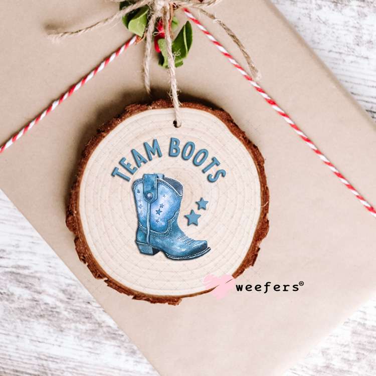 UV DTF Decal - Team Boots Baby Shower Gender Reveal Boy Ornament Weefers