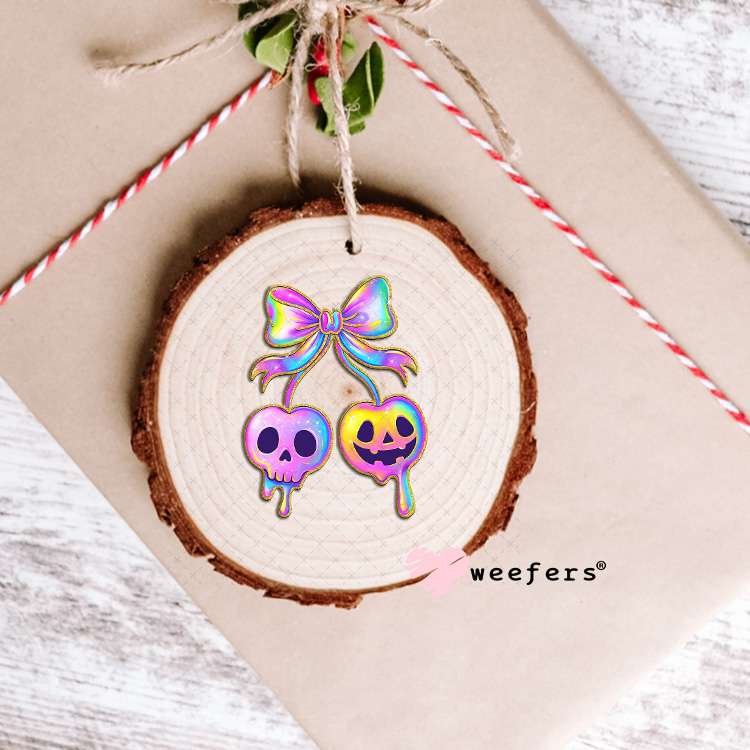 UV DTF Decal - Iridescent Skull Cherries Ornament Weefers