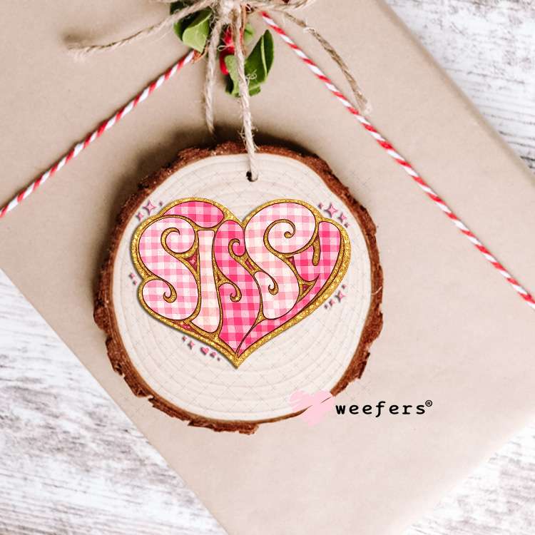 UV DTF Decal - Sissy Pink Checkered Ornament Weefers