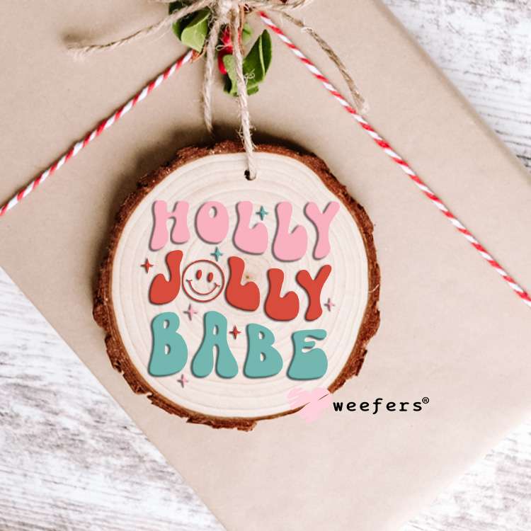 Christmas Retro Holly Jolly Babe UV DTF Decal Ornament Weefers
