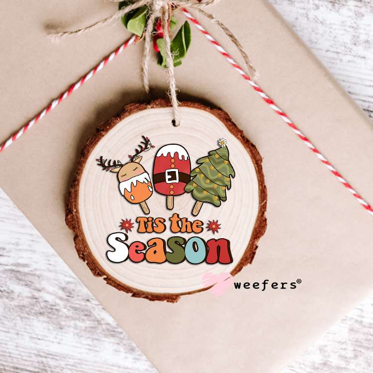 Christmas Retro Tis The Season UV DTF Decal Ornament Weefers