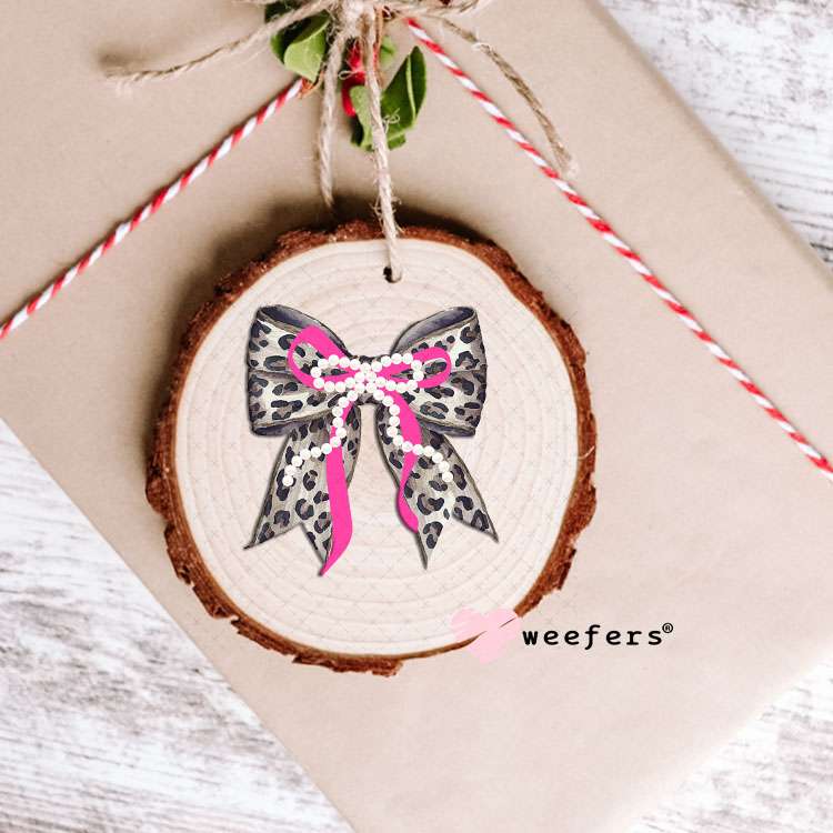 UV DTF Decal - Black Pink Pearl Leopard Bow Ornament Weefers