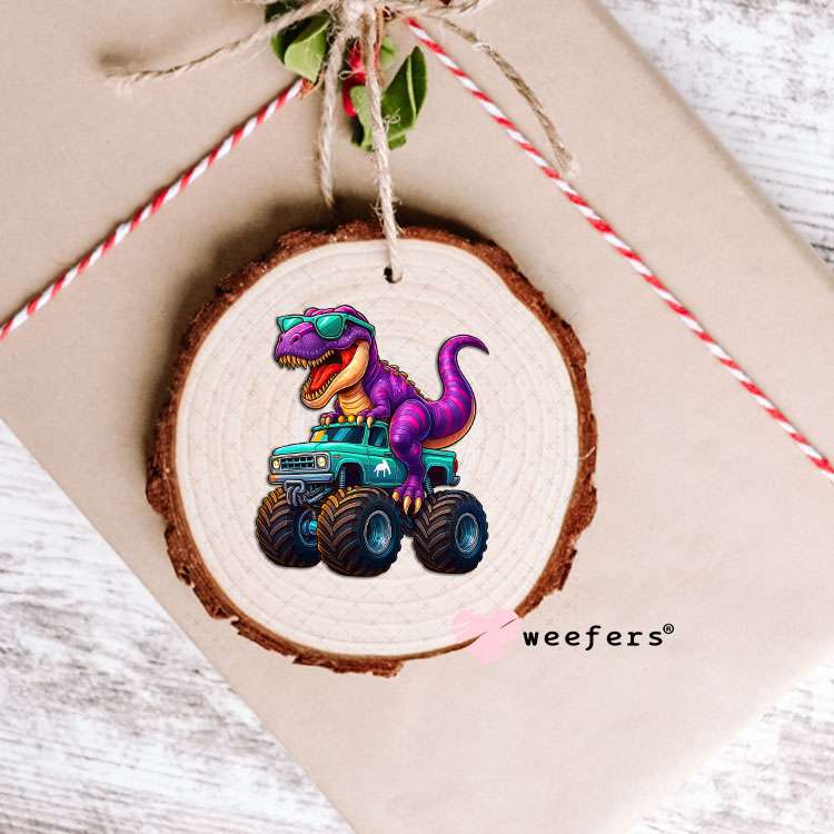 UV DTF Decal - Purple Dinosaur Monster Truck Ornament Weefers