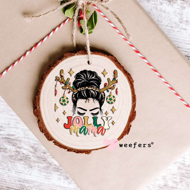 Christmas Jolly Mama Santa UV DTF Decal Ornament Weefers