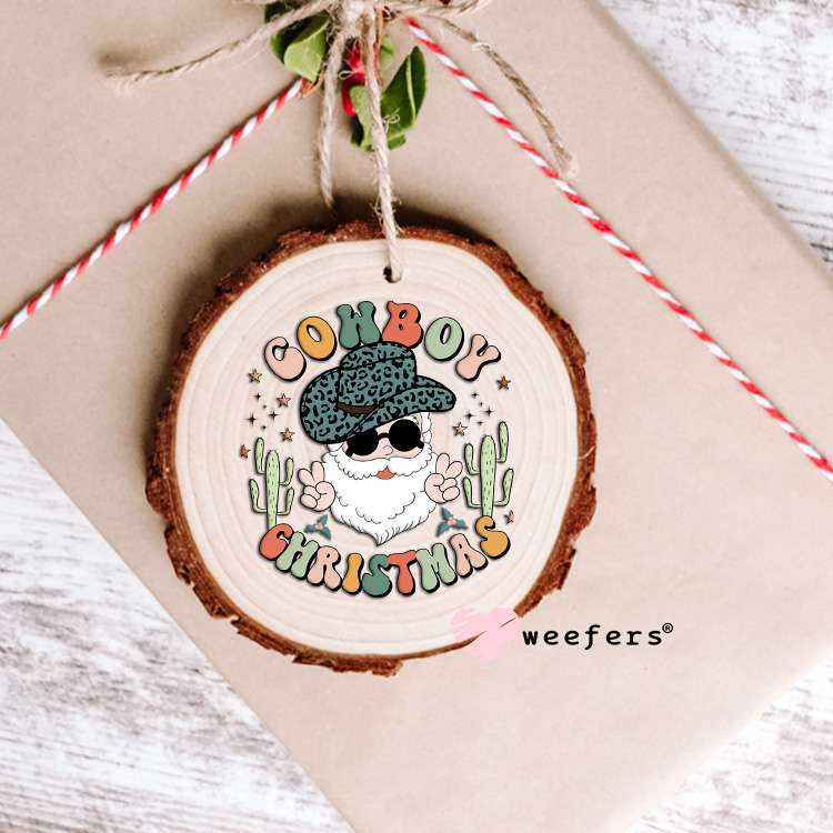 Cowboy Santa Christmas UV DTF Decal Ornament Weefers