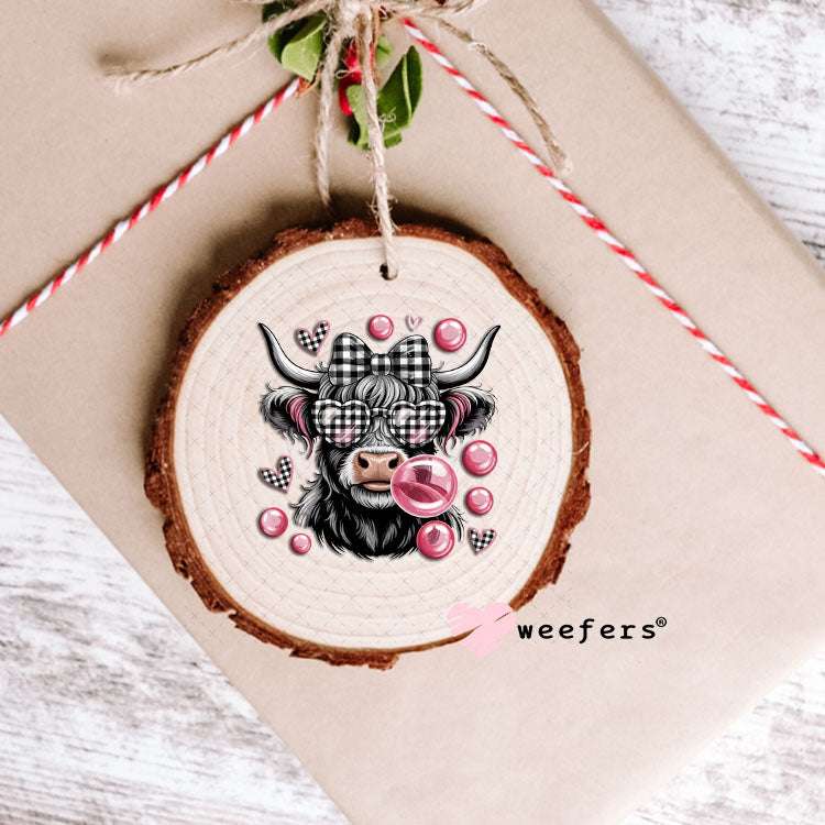UV DTF Decal - Black and Pink Cow Bubbles Ornament Weefers