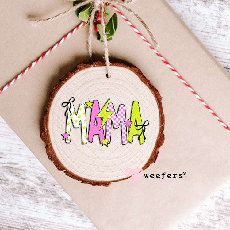 UV DTF Decal - Mama Pink Green Checkered Ornament Weefers