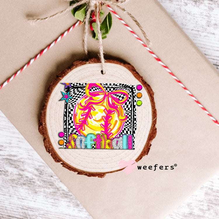 UV DTF Decal - Softball Checkered Ornament Weefers