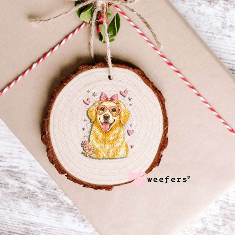 UV DTF Decal - Hearts Golden Retriever Ornament Weefers