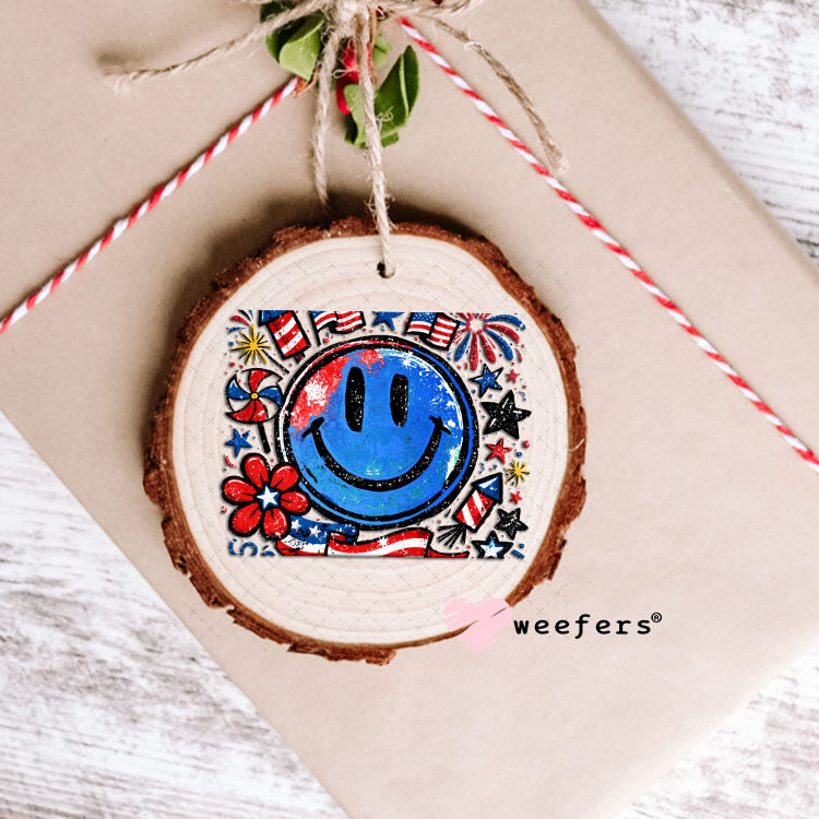 UV DTF Decal - Happy Face 4th of July Ornament Weefers