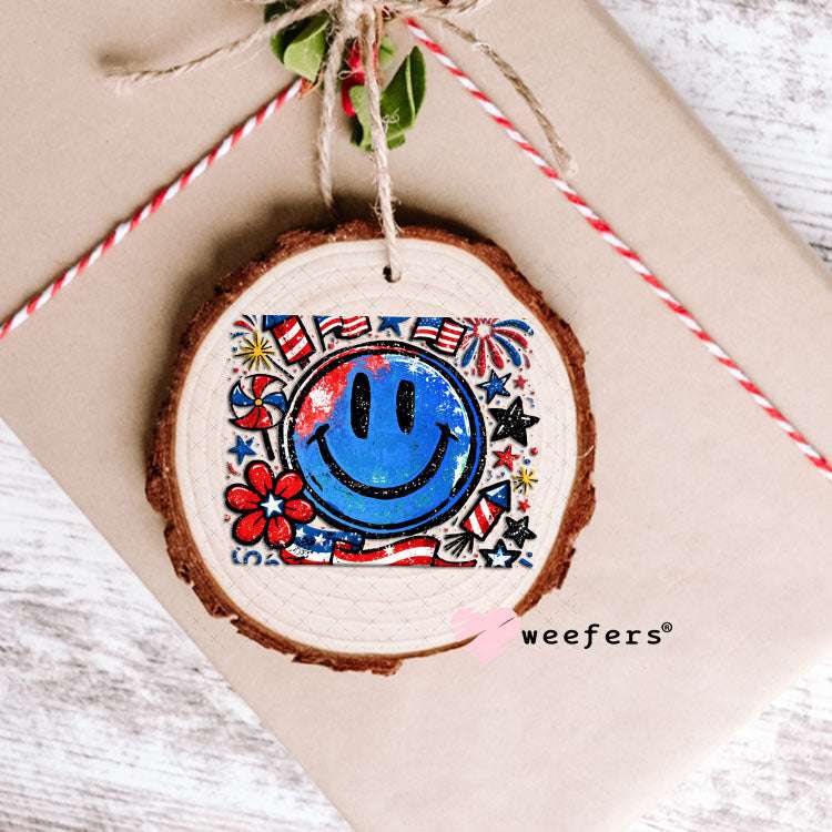 UV DTF Decal - Happy Face 4th of July Ornament Weefers