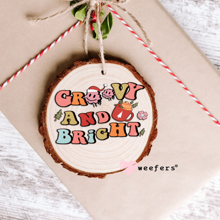 Groovy and Bright Retro Christmas UV DTF Decal Ornament Weefers