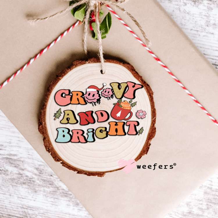 Groovy and Bright Retro Christmas UV DTF Decal Ornament Weefers