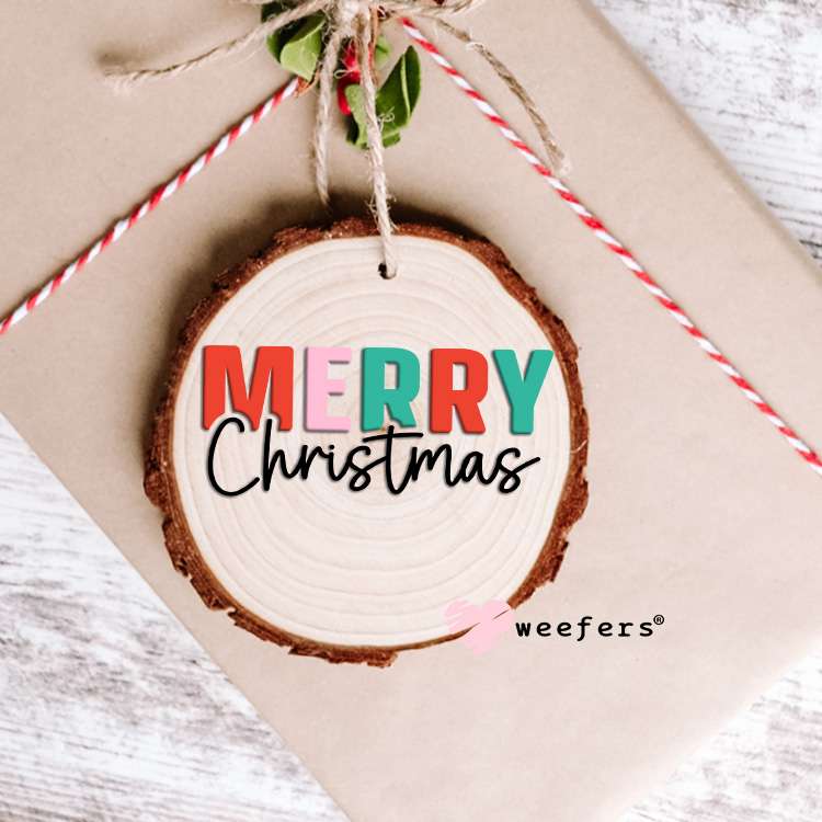 Bright Merry Christmas UV DTF Decal Ornament Weefers