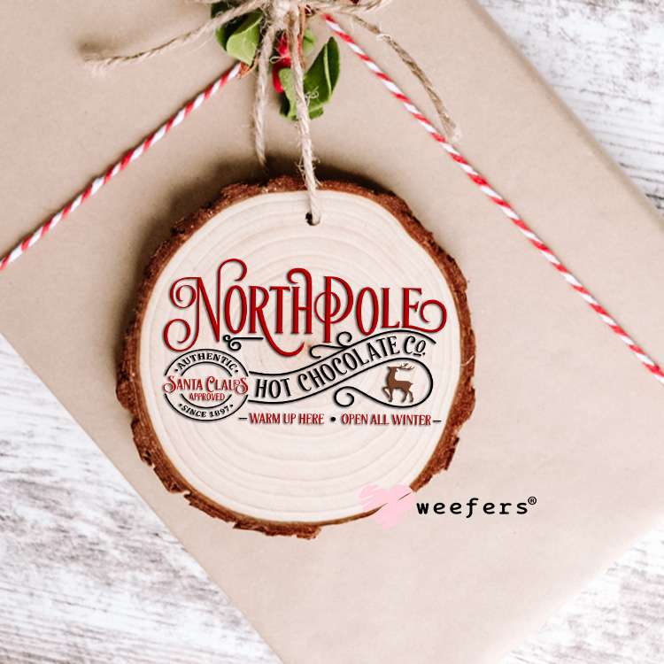 North Pole Hot Chocolate UV DTF Decal Ornament Weefers