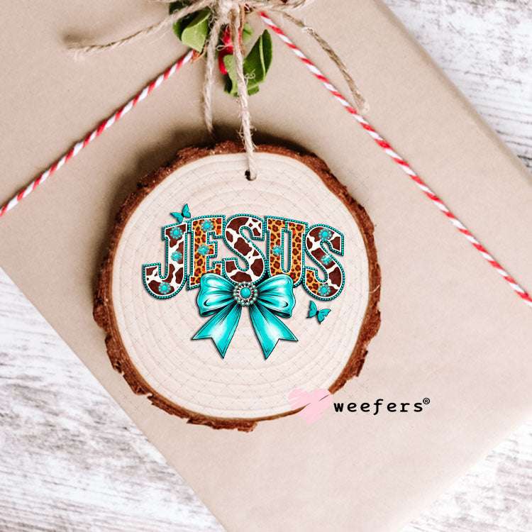 UV DTF Decal - Jesus Western Bow Teal Ornament Weefers
