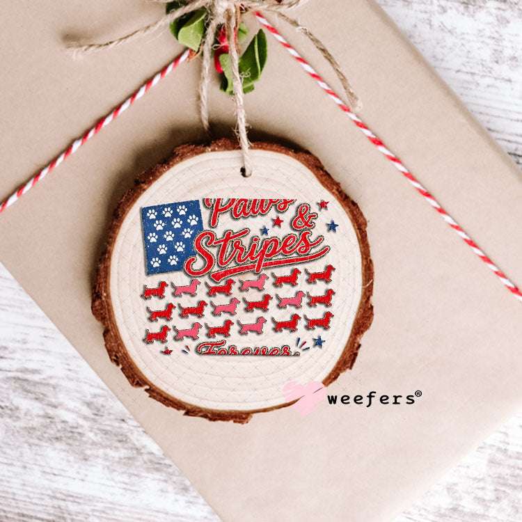 UV DTF Decal - Paws and Stripes 4th of July Dog Ornament Weefers