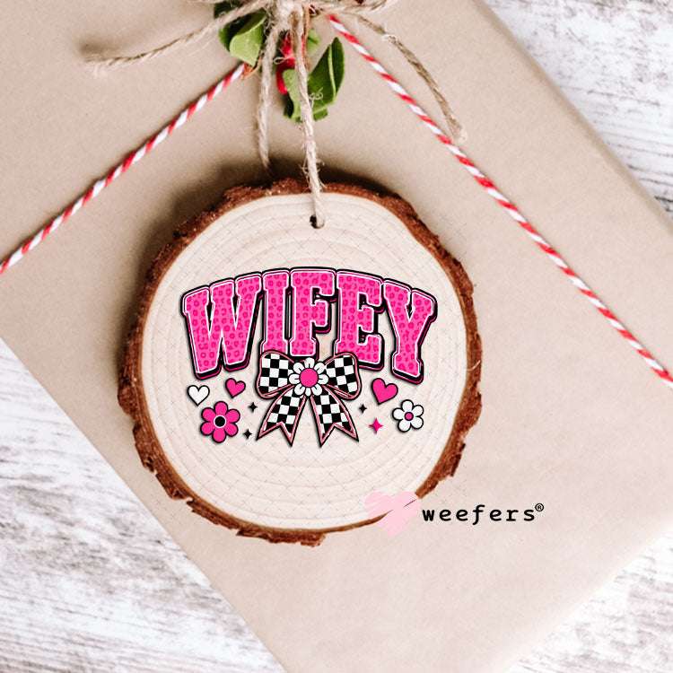 UV DTF Decal - Wifey Pink Black Checkered Ornament Weefers