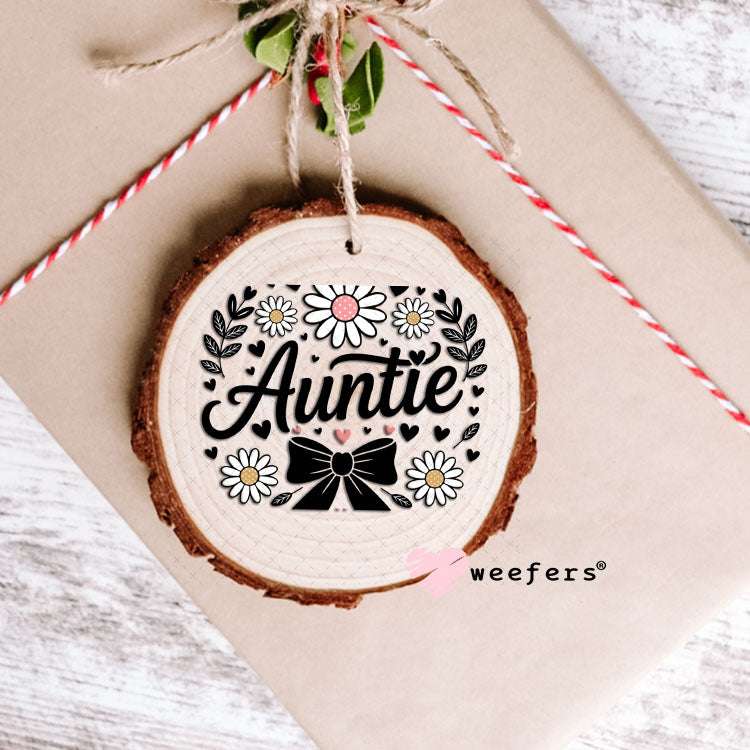 UV DTF Decal - Auntie Black Bow Ornament Weefers