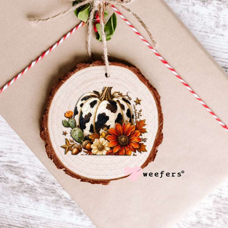 UV DTF Decal - Cowprint Pumpkin Ornament Weefers