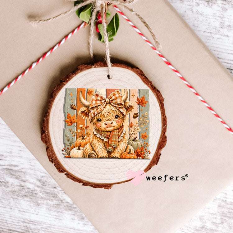 UV DTF Decal - Fall Highlander Cow Ornament Weefers