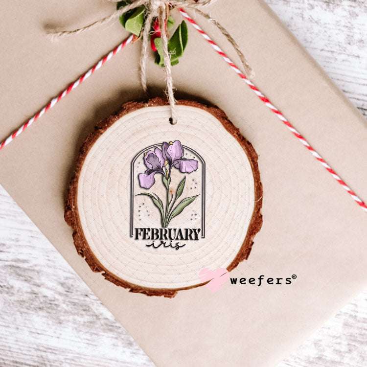 UV DTF Decal - February Iris Birthday Month Ornament Weefers
