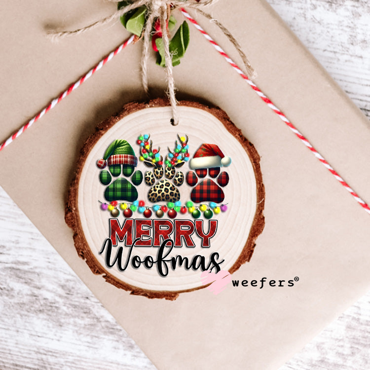 Merry Woofmas Dog Paws UV DTF Decal Ornament Weefers