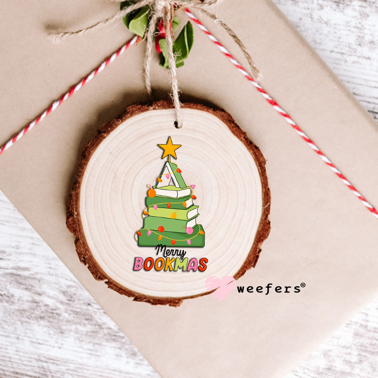 Merry Bookmas Christmas Book Lover UV DTF Decal Ornament Weefers