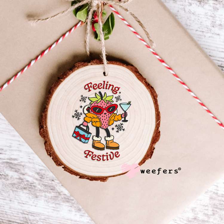 Feeling Festive Bougie Strawberry UV DTF Decal Ornament Weefers