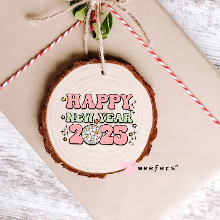 Happy New Year 2025 Disco Ball UV DTF Decal Ornament Weefers