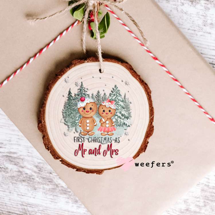 Our First Christmas as Mr and Mrs Gingerbread UV DTF Decal Ornament Weefers