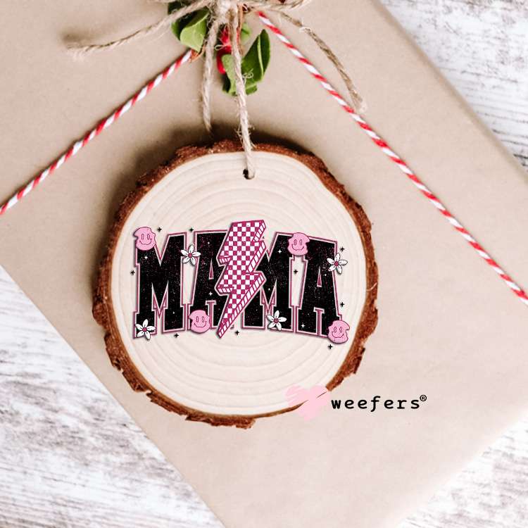 Mama Pink Black Lightening Bolt UV DTF Decal Ornament Weefers