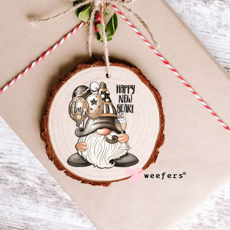 Happy New Year Gnome UV DTF Decal Ornament Weefers