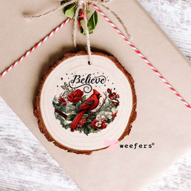 Believe Red Cardinal UV DTF Cup Wrap Ornament Weefers