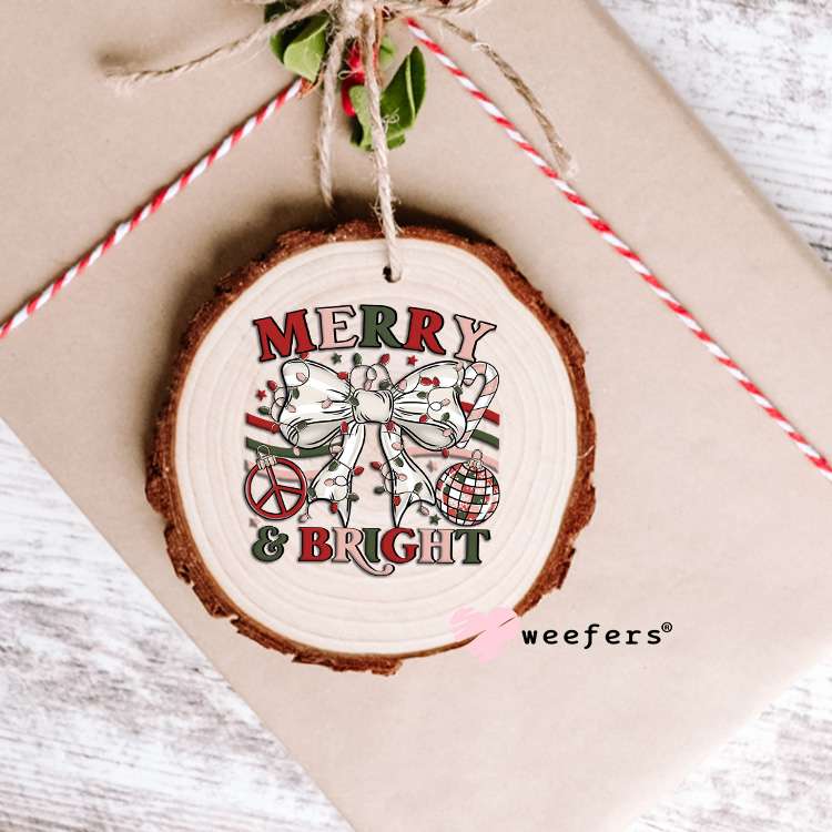 Merry Bright Bow Christmas UV DTF Decal Ornament Weefers
