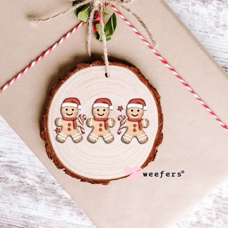 Gingerbread Trio Christmas UV DTF Decal Ornament Weefers
