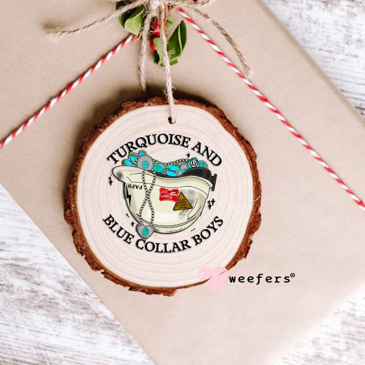 Turquoise and Blue Collar Boys UV DTF Decal Ornament Weefers