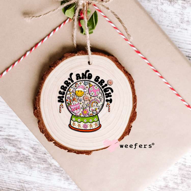 Merry and Bright Snow Globe UV DTF Decal Ornament Weefers