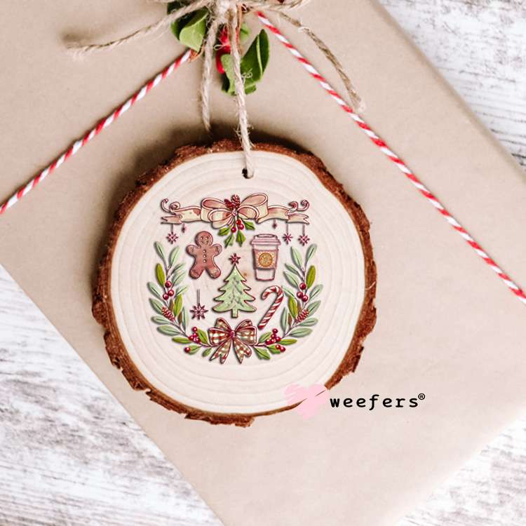 Retro Christmas Wreath UV DTF Decal Ornament Weefers