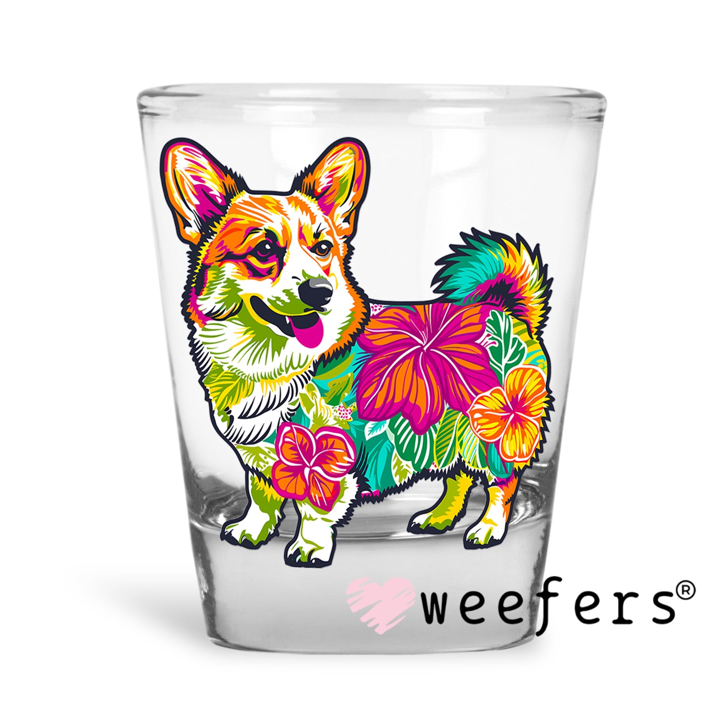 Preppy Corgi UV DTF Decal Shot Glass Heavy Base Weefers