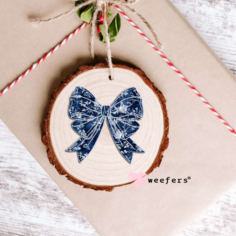 Navy Blue Coquette Bow UV DTF Decal Ornament Weefers