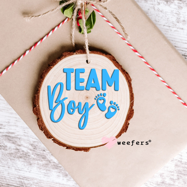 DIY Team Boy Gender Reveal UV DTF Decal Ornament Weefers