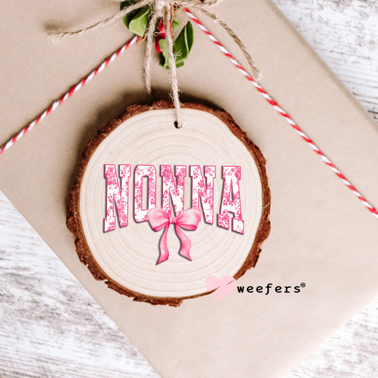 Nonna Pink Coquette Bow UV DTF Decal Ornament Weefers