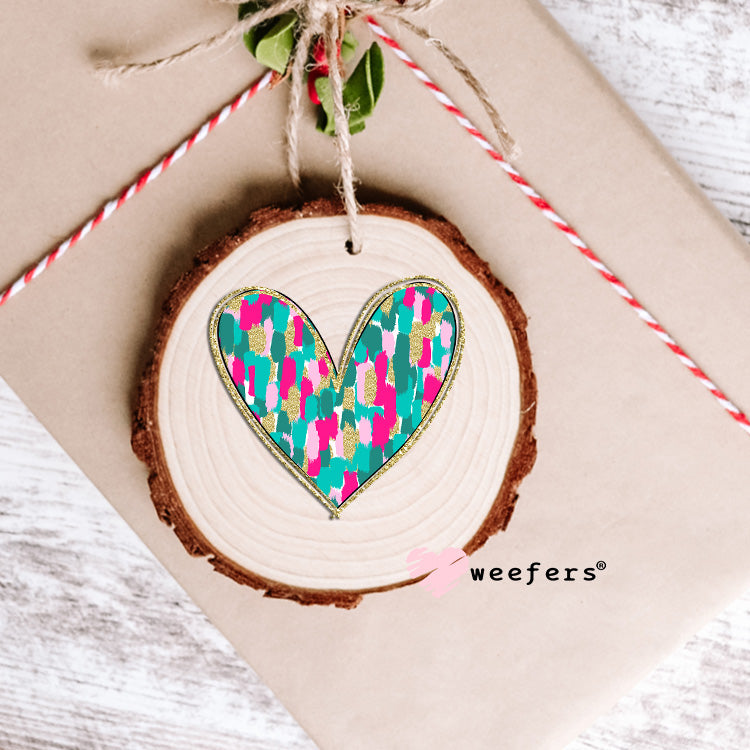 Glitter Colorful Heart UV DTF Decal Ornament Weefers