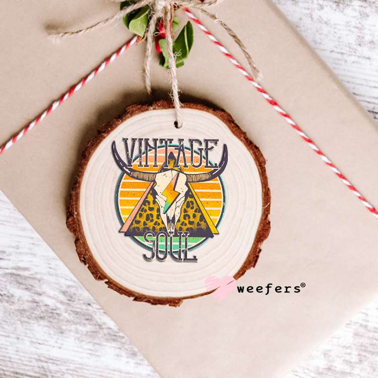 Vintage Soul Cow Skull Sun UV DTF Decal Ornament Weefers