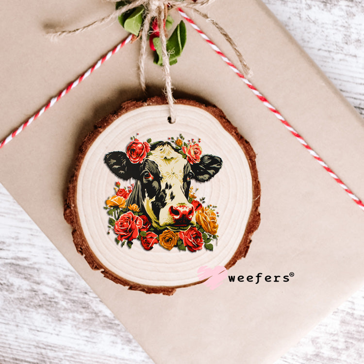 Flower Dairy Cow UV DTF Decal Ornament Weefers